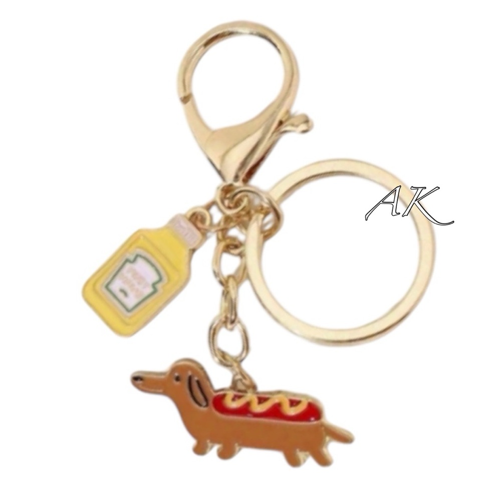 Dachshund Hot Dog Keychain Bag Charm 🐾 Doxie Wiener